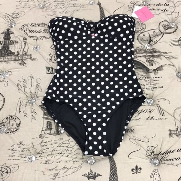 Kate Spade NY Strapless Polka Dot Print Swimsuit - Picture 3 of 7
